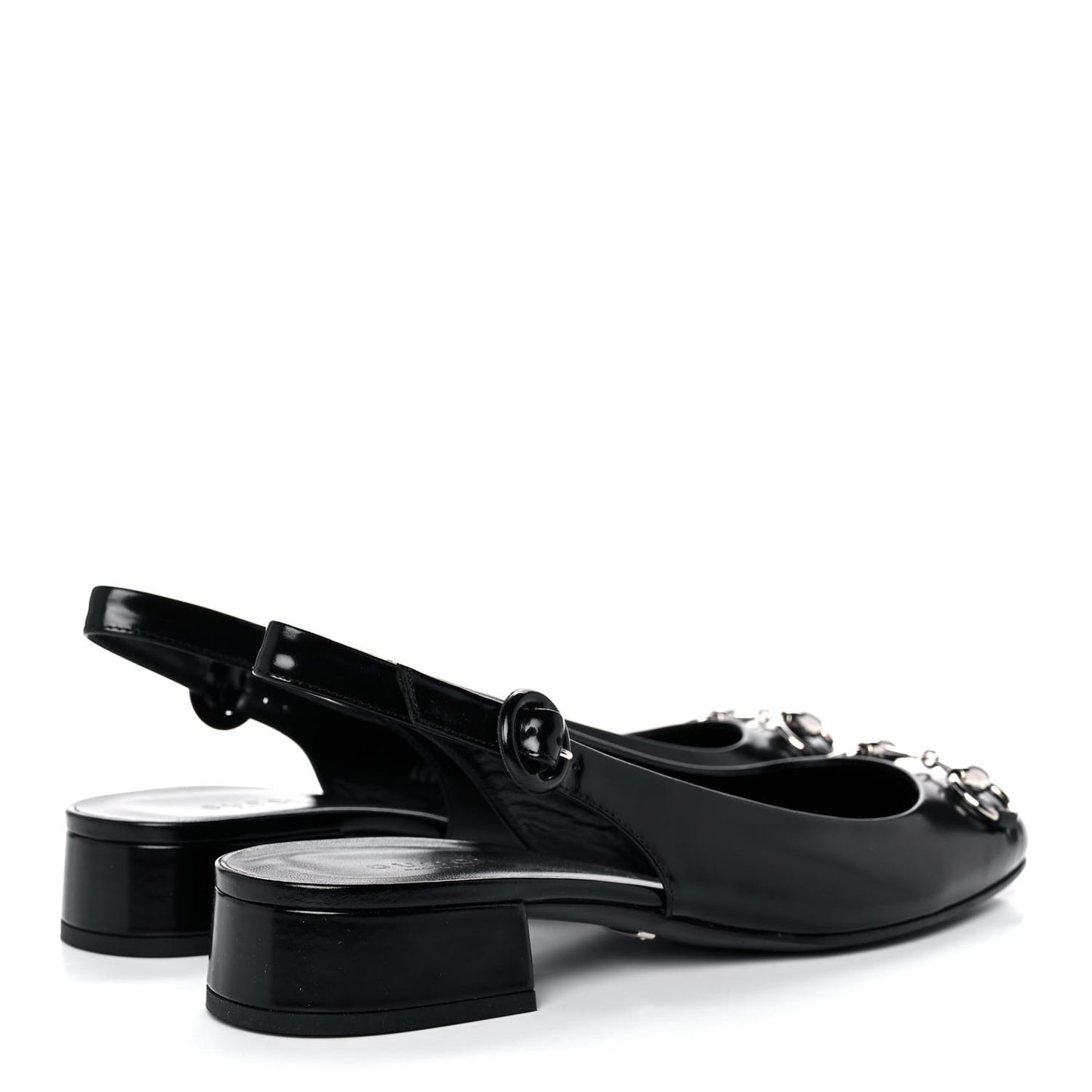 Regent Calfskin Horsebit Slingback Pumps 38 Black