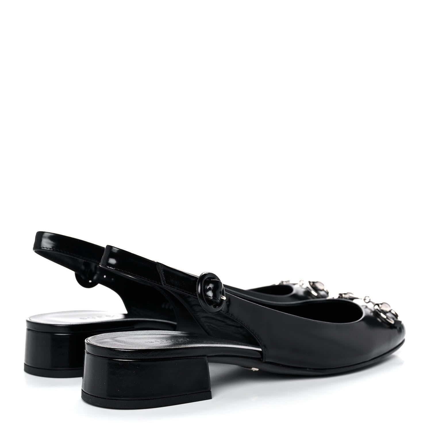 Gucci Regent Calfskin Horsebit Slingback Pumps 38 Black 4 of 11