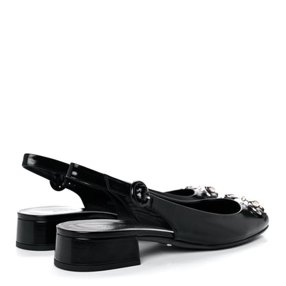 Gucci Regent Calfskin Horsebit Slingback Pumps 38 Black 4 of 11