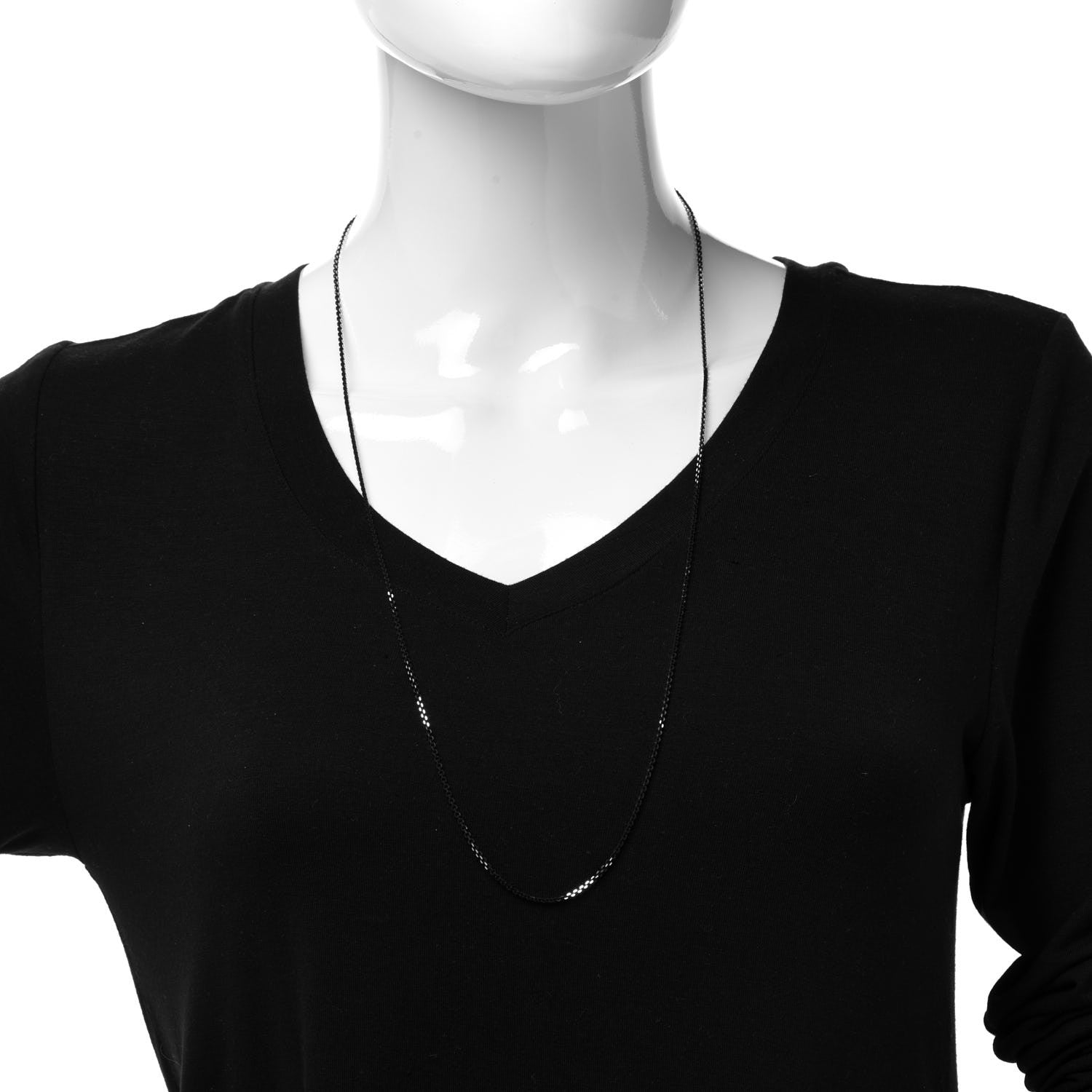 Tiffany Sterling Silver Enamel 1.75mm Chain Necklace Black 30" 2 of 6