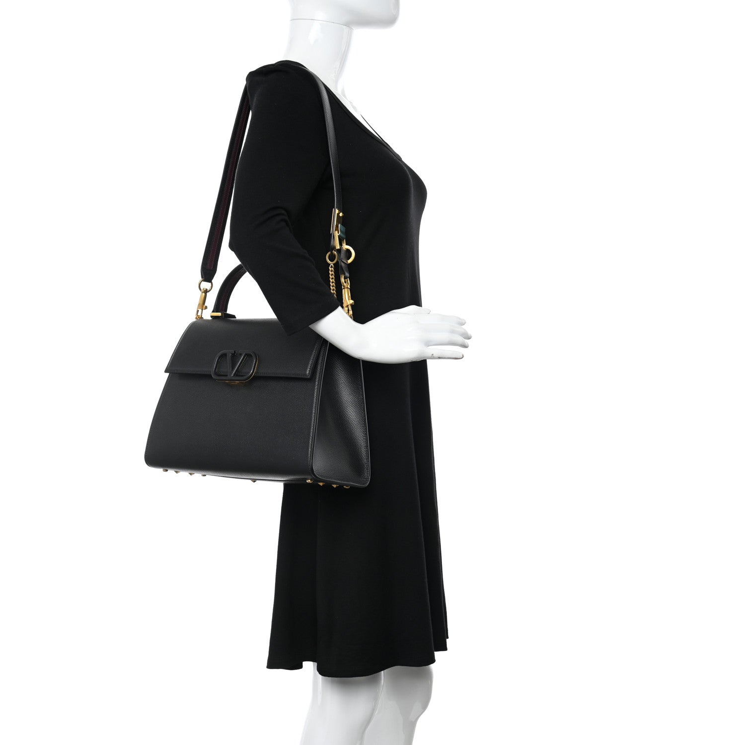 Valentino Garavani Grainy Calfskin Medium VSling Top Handle Bag Black 2 of 9
