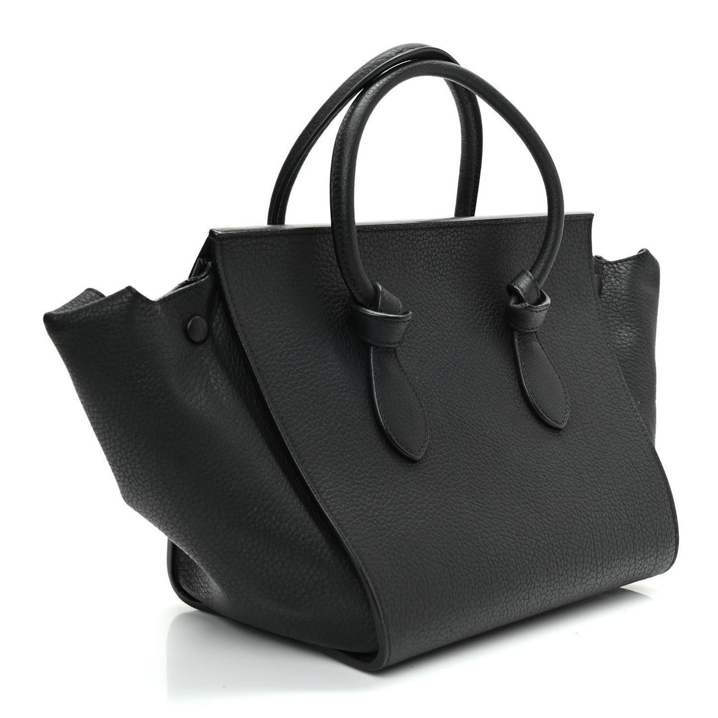 Crisped Calfskin Mini Tie Knot Tote Black