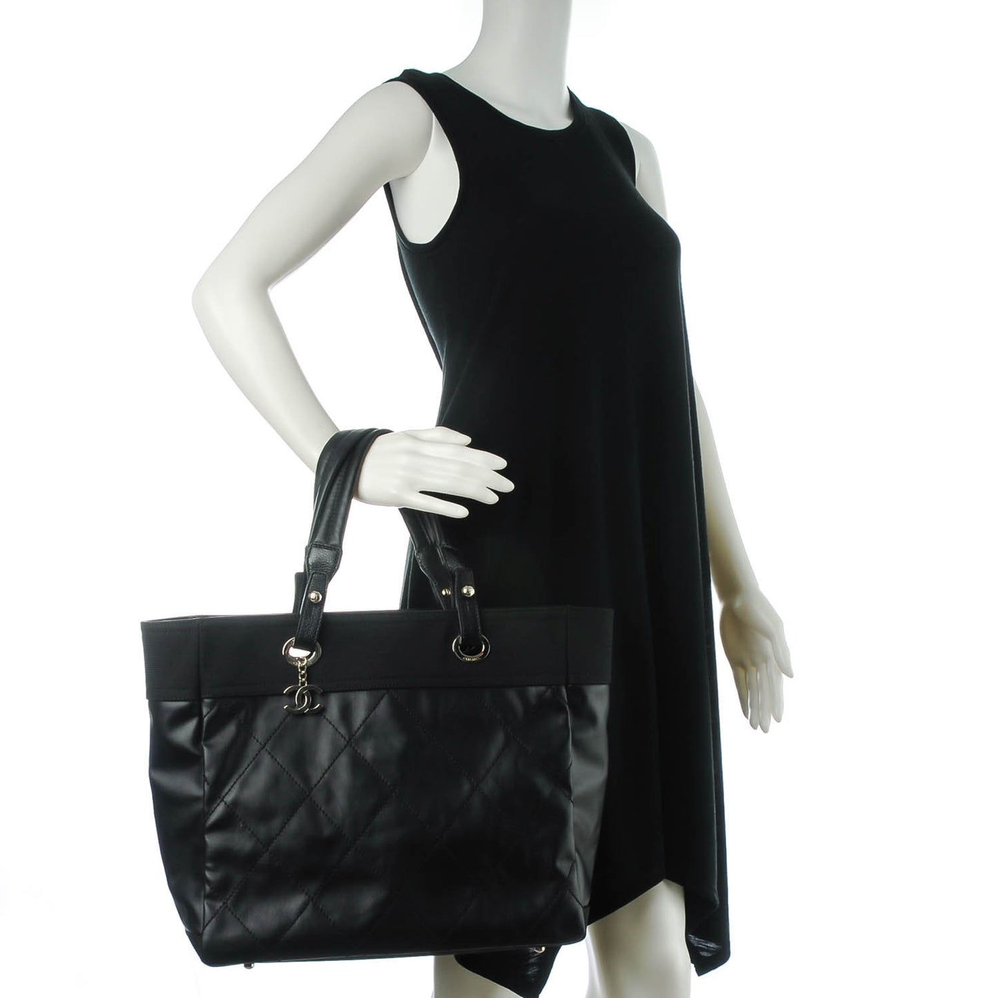 Coated Canvas Large Paris Biarritz Tote Black