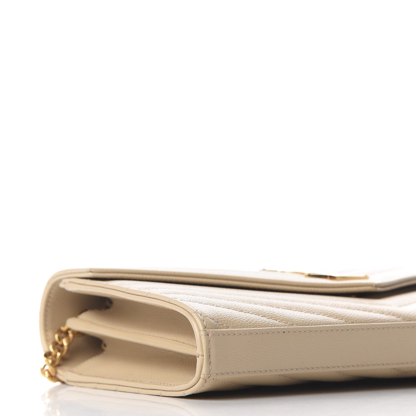 Grain De Poudre Matelasse Chevron Monogram Chain Wallet Nude Powder