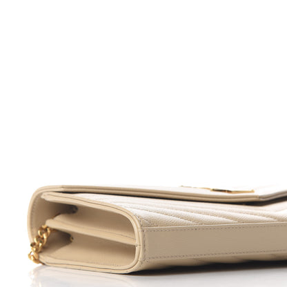 Saint Laurent Grain De Poudre Matelasse Chevron Monogram Chain Wallet Nude Powder 5 of 9