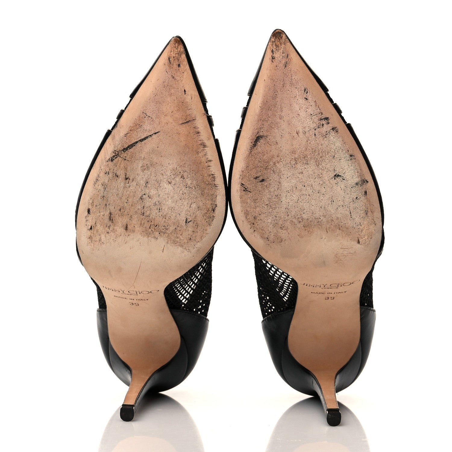Jimmy Choo Mesh Calfskin Pointy Toe Romy 100 Pumps 39 Black 5 of 7