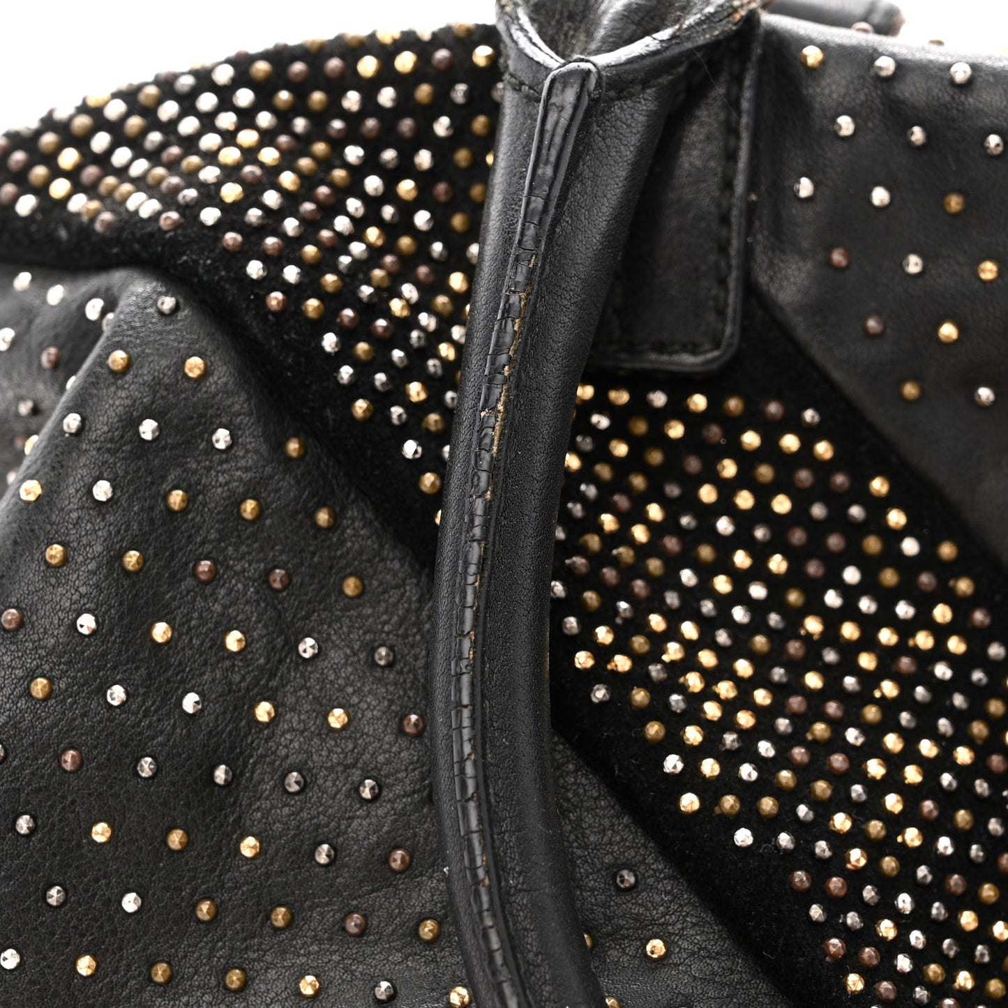 Calfskin Rock Studded Easy Sac Black