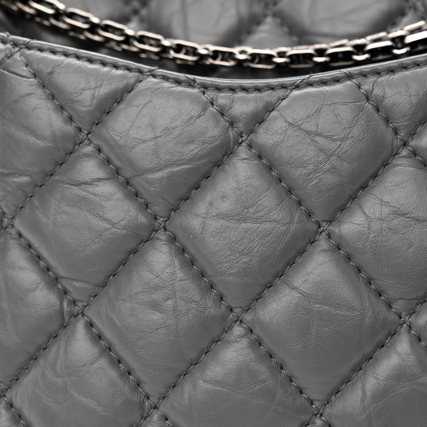 Chanel Aged Calfskin Quilted Large Reissue Camera Case Grey 12 of 16