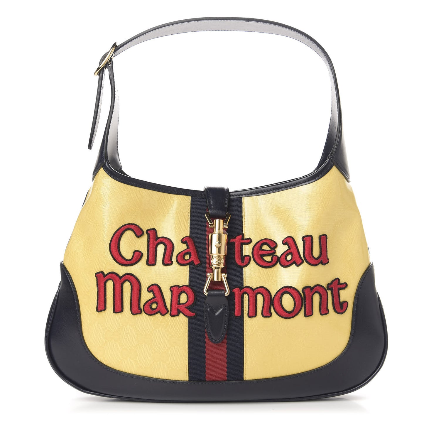 Crystal Monogram Chateau Marmont Medium Jackie O Hobo Straw Yellow Blue