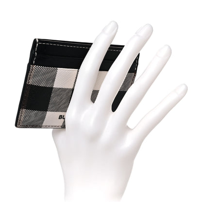 Burberry Gingham Check Calfskin Card Case Black White 2 of 9