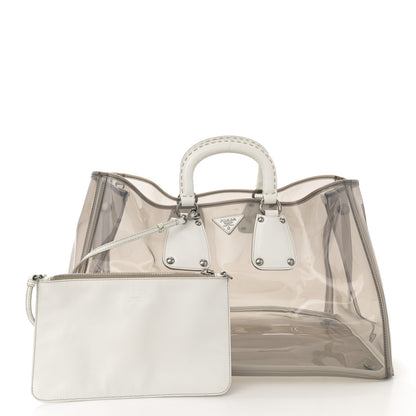Prada Vinyl Calfskin Tote Transparent White 3 of 14