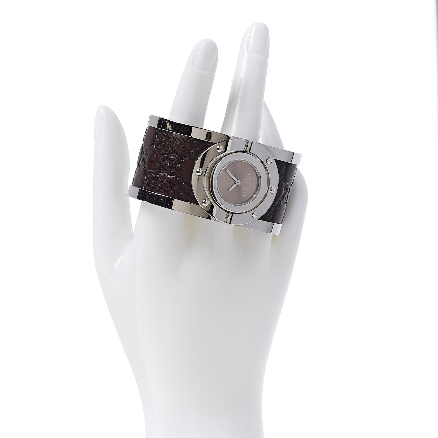 Gucci Stainless Steel Calfskin 33mm Twirl Quartz Watch Brown 2 of 6