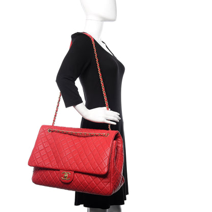 Chanel Calfskin Quilted Small XXL Travel Flap Bag Red 2 of 11