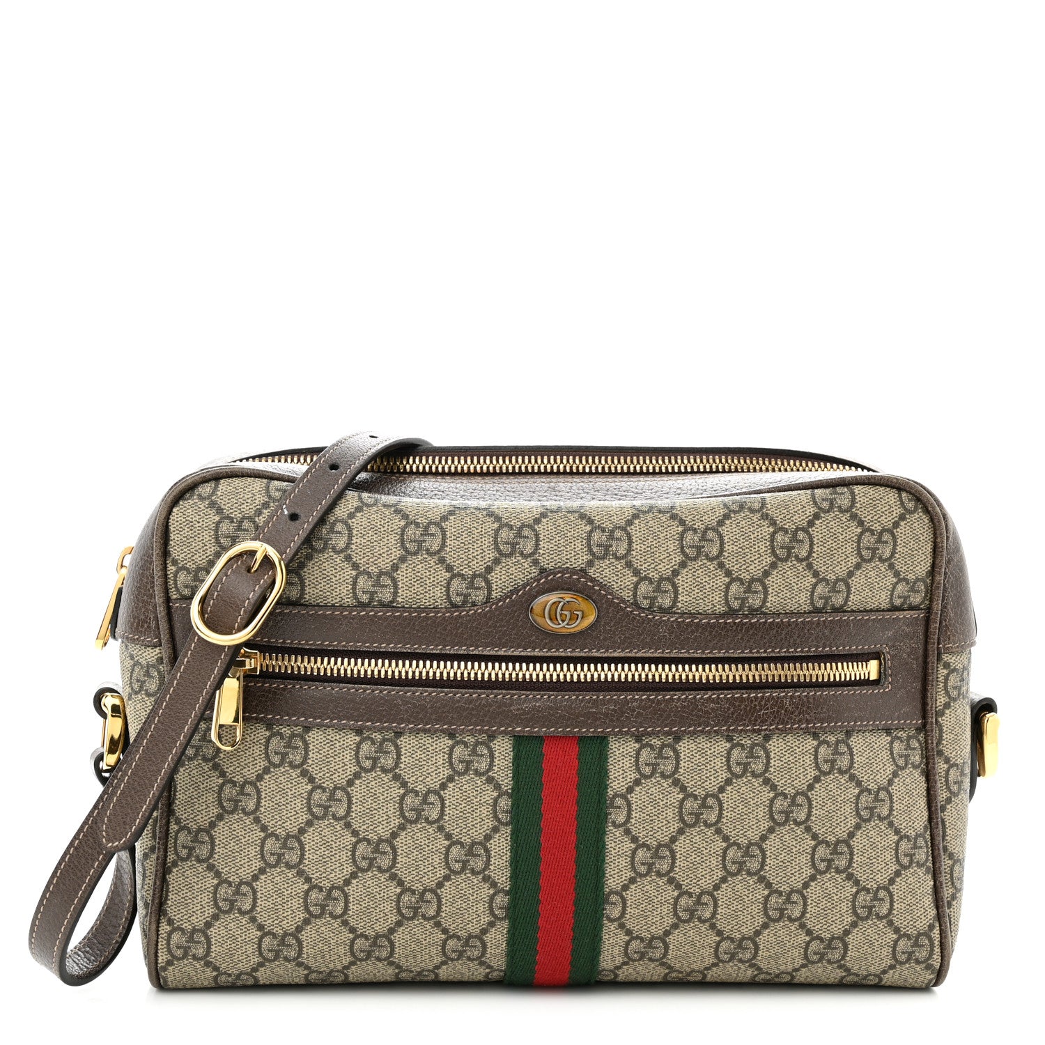 Gucci GG Supreme Monogram Web Small Ophidia Shoulder Bag Brown 1 of 10