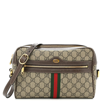 Gucci GG Supreme Monogram Web Small Ophidia Shoulder Bag Brown 1 of 10