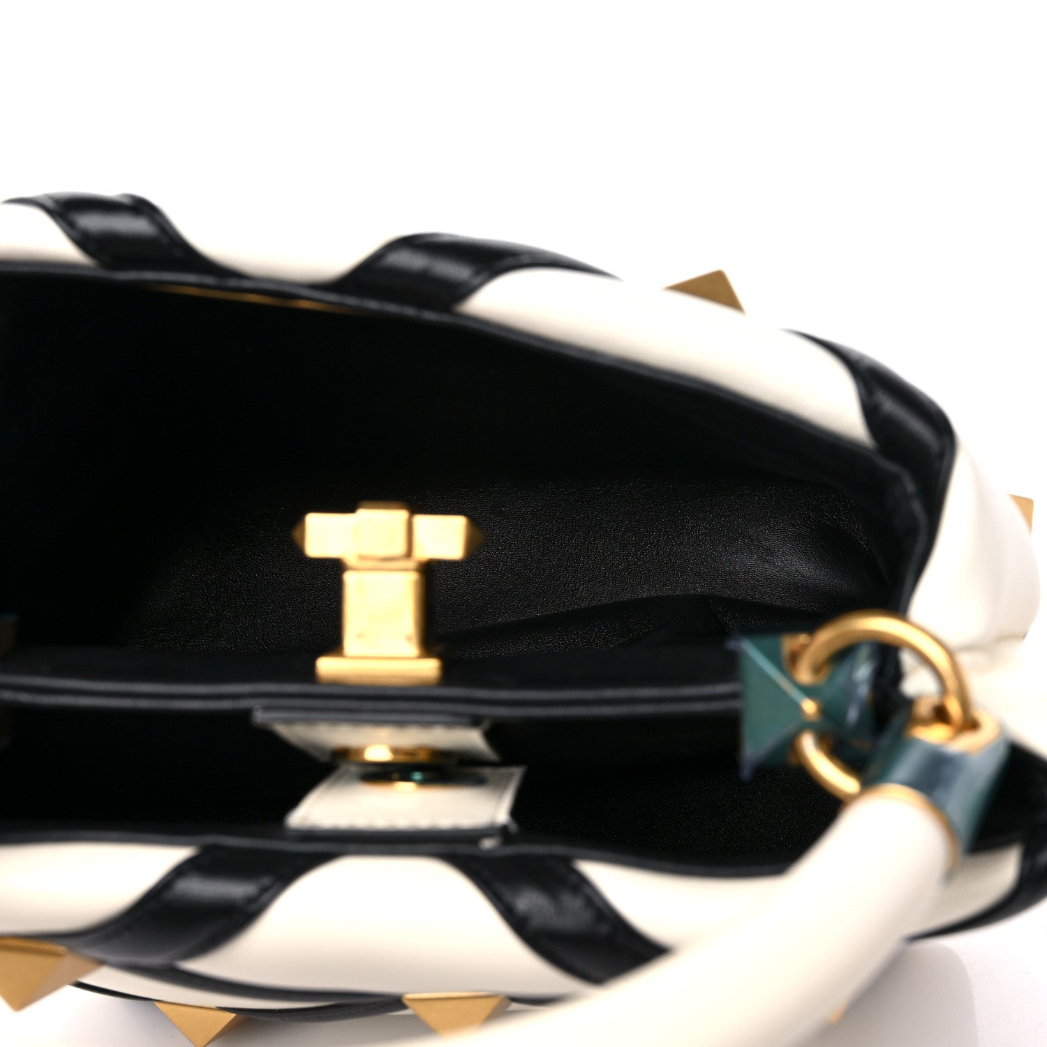 Valentino Garavani Nappa Small Roman Stud The Handle Bag Ivory Black 6 of 9