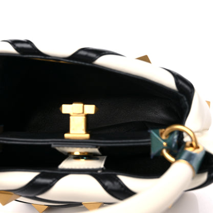 Valentino Garavani Nappa Small Roman Stud The Handle Bag Ivory Black 6 of 9