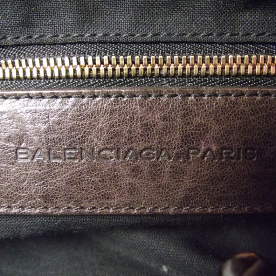 Balenciaga Lambskin Ostrich Medium Whistle Satchel Brown 7 of 8