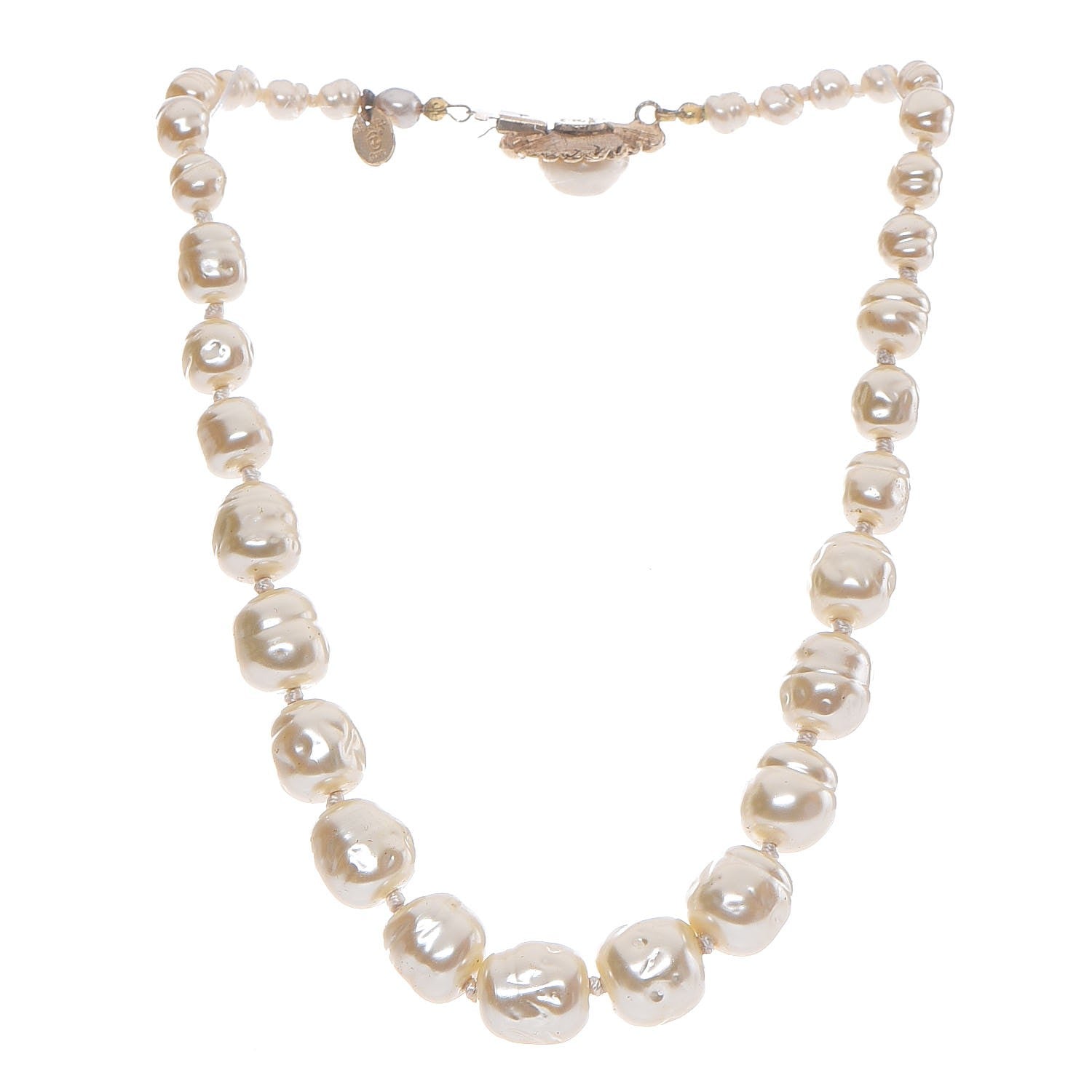 Chanel Baroque Pearl Short Necklace Gold 3 of 6