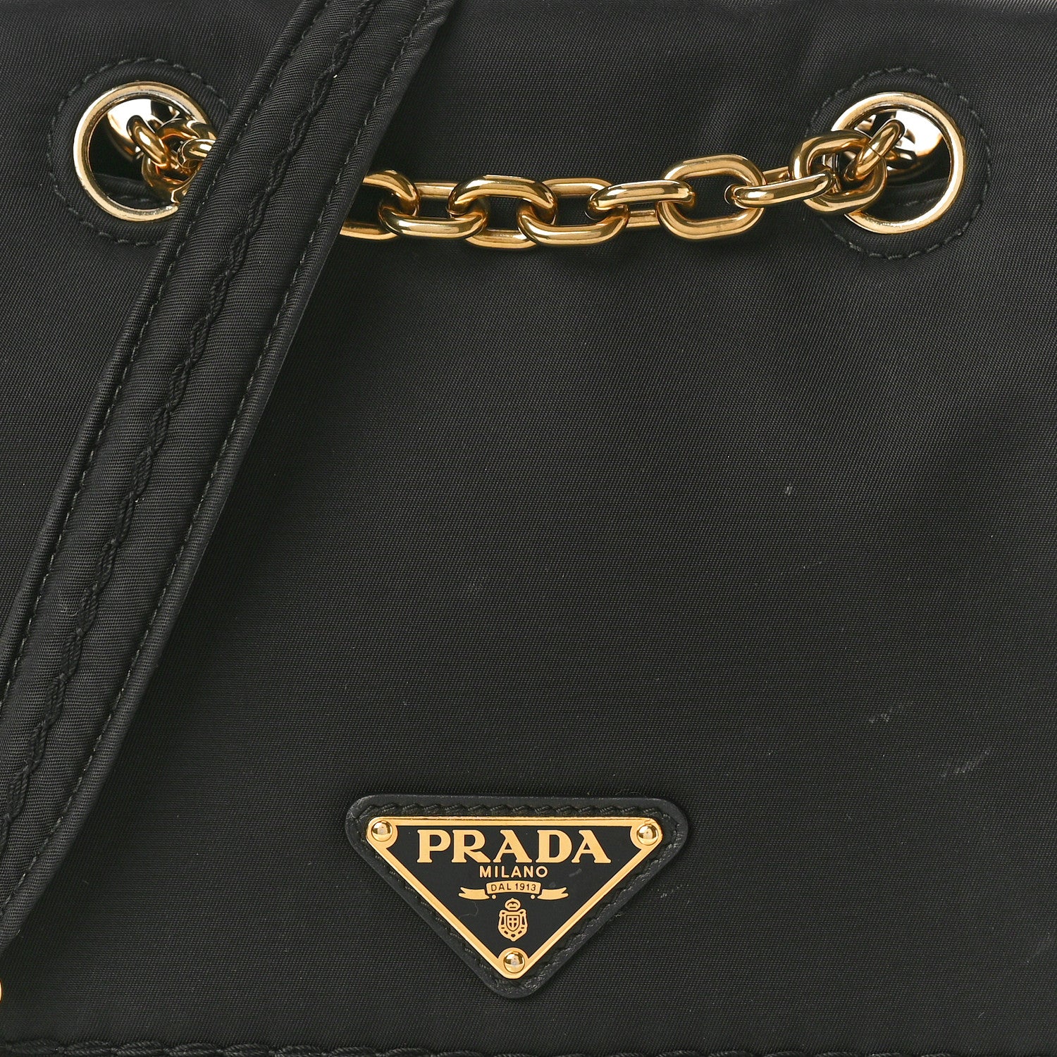 Prada Tessuto Nylon Chain Flap Shoulder Bag Black 7 of 10