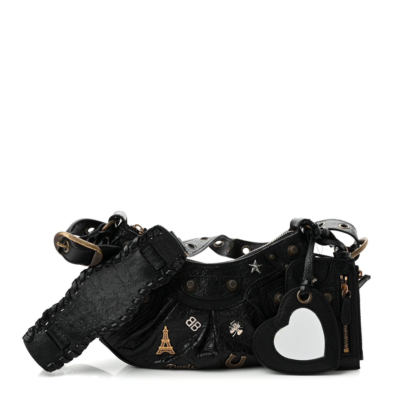 Balenciaga Agneau Arena Pin Embellished Le Cagole Shoulder Bag XS Black 1 of 10