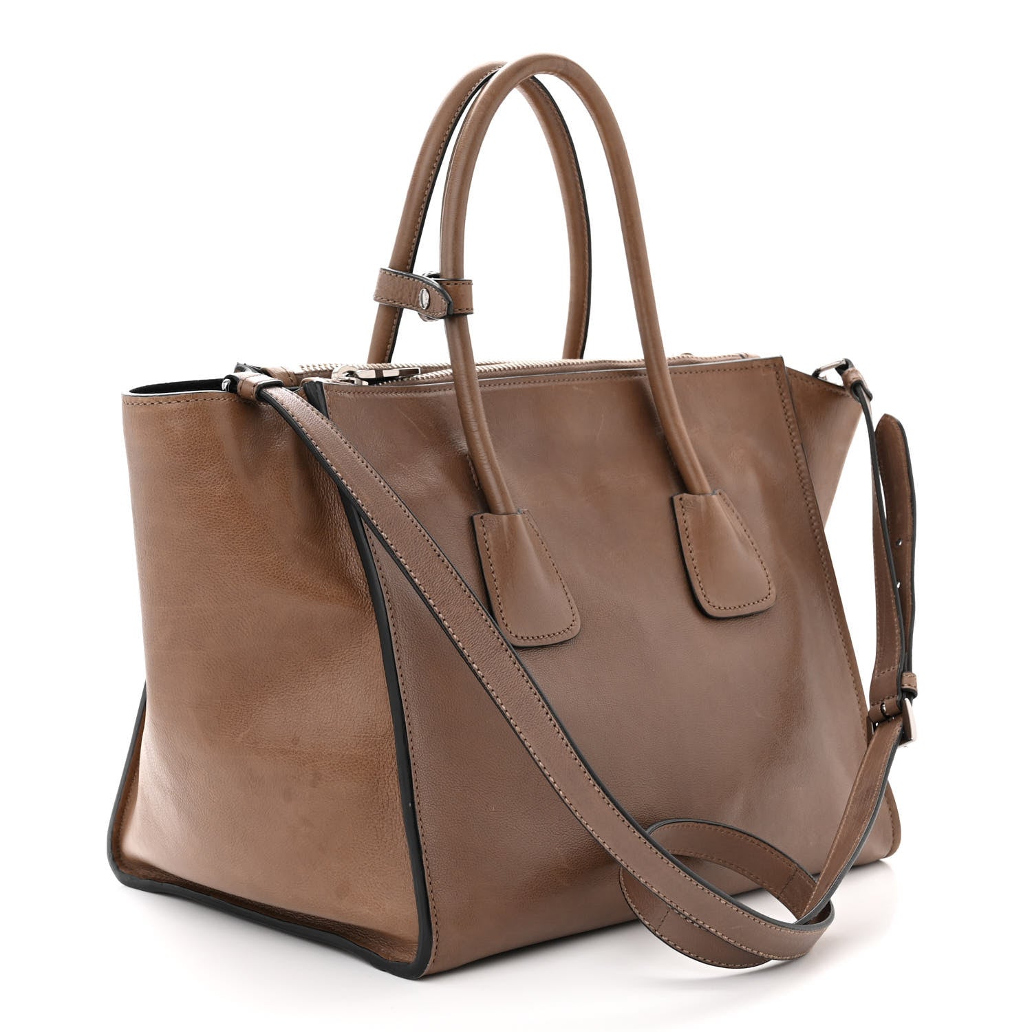 Prada Glace Calf Twin Pocket Tote Argilla 1486645 – FASHIONPHILE