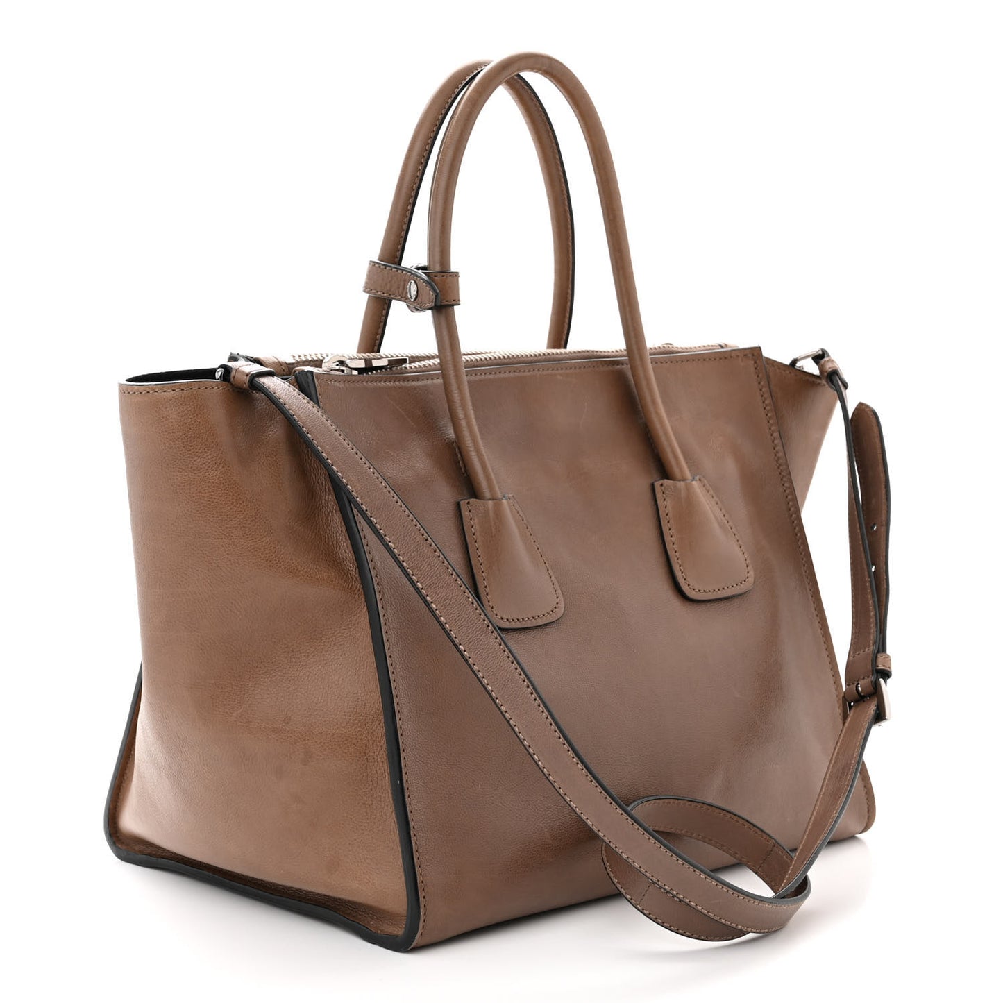 Glace Calf Twin Pocket Tote Argilla