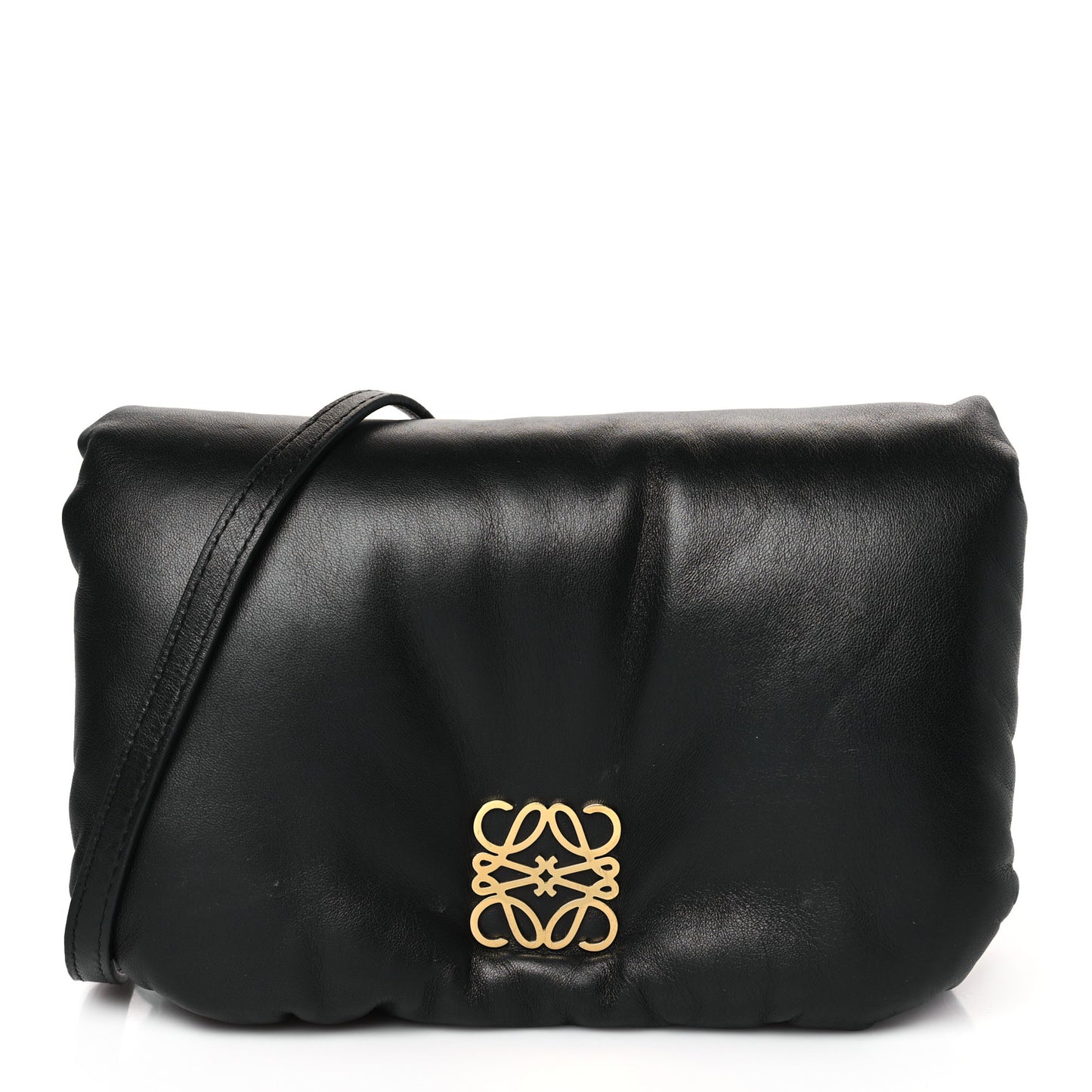 Shiny Nappa Lambskin Mini Goya Puffer Bag Black