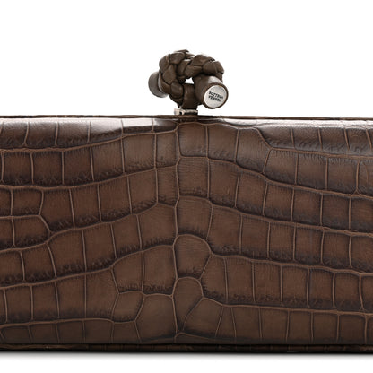 Bottega Veneta Crocodile Stretch Knot Clutch Brown 7 of 12
