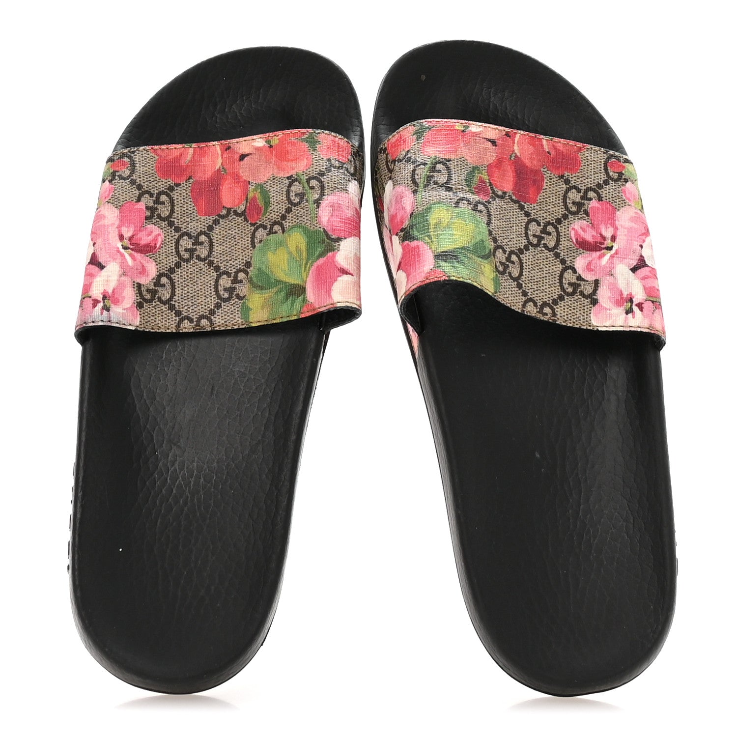 Gucci GG Supreme Monogram Blooms Slide Sandals 37 Beige Multicolor 2 of 8