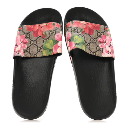 Gucci GG Supreme Monogram Blooms Slide Sandals 37 Beige Multicolor 2 of 8