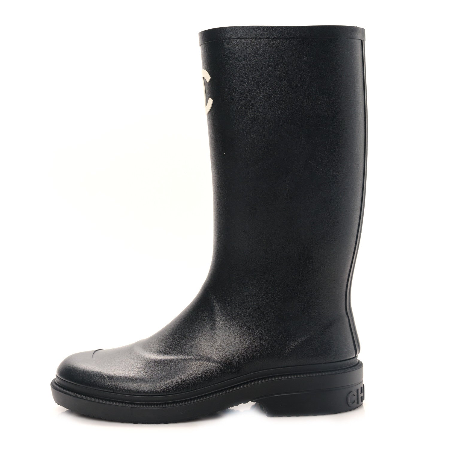 Chanel Caoutchouk CC High Boots 38 Black 1 of 7
