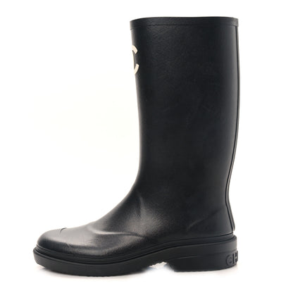 Chanel Caoutchouk CC High Boots 38 Black 1 of 7