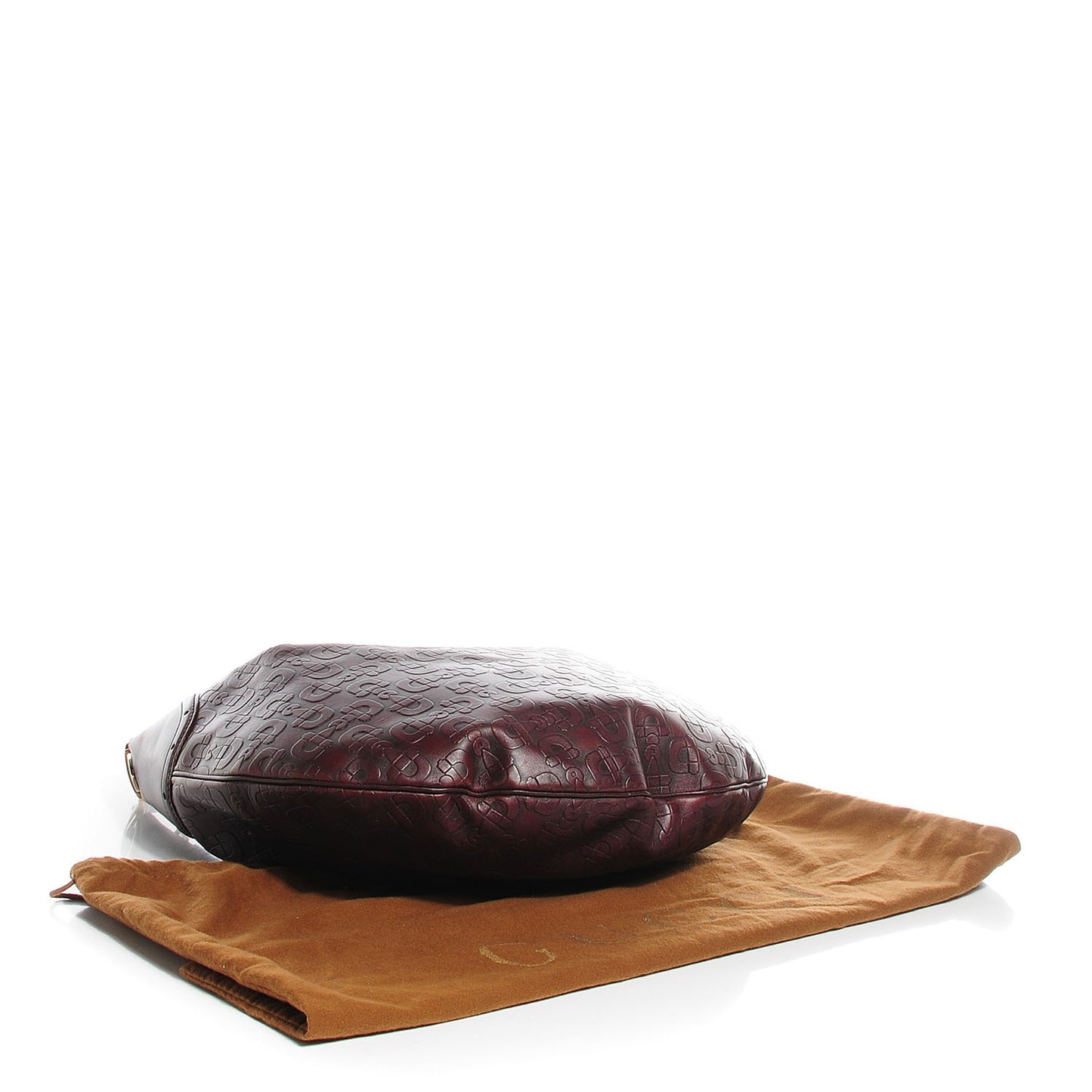Calfskin Horsebit Embossed Glam Hobo Burgundy