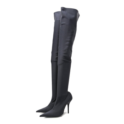 Balenciaga Spandex Pointed Toe Knife Thigh High Boots 40 Black 3 of 6