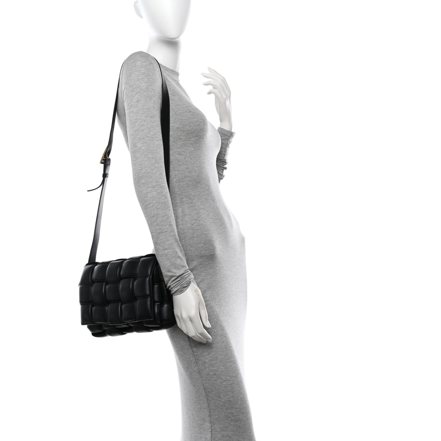 Nappa Maxi Intreccio Padded Cassette Crossbody Bag Black