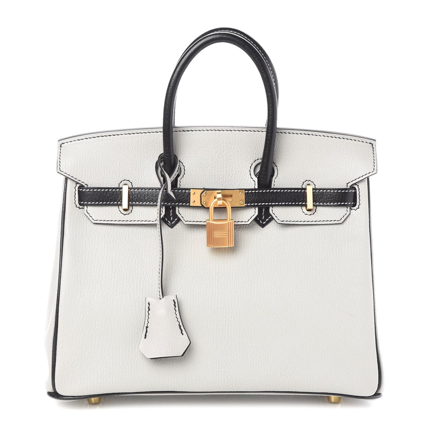 Chevre Mysore Horseshoe Birkin 25 Gris Perle Black