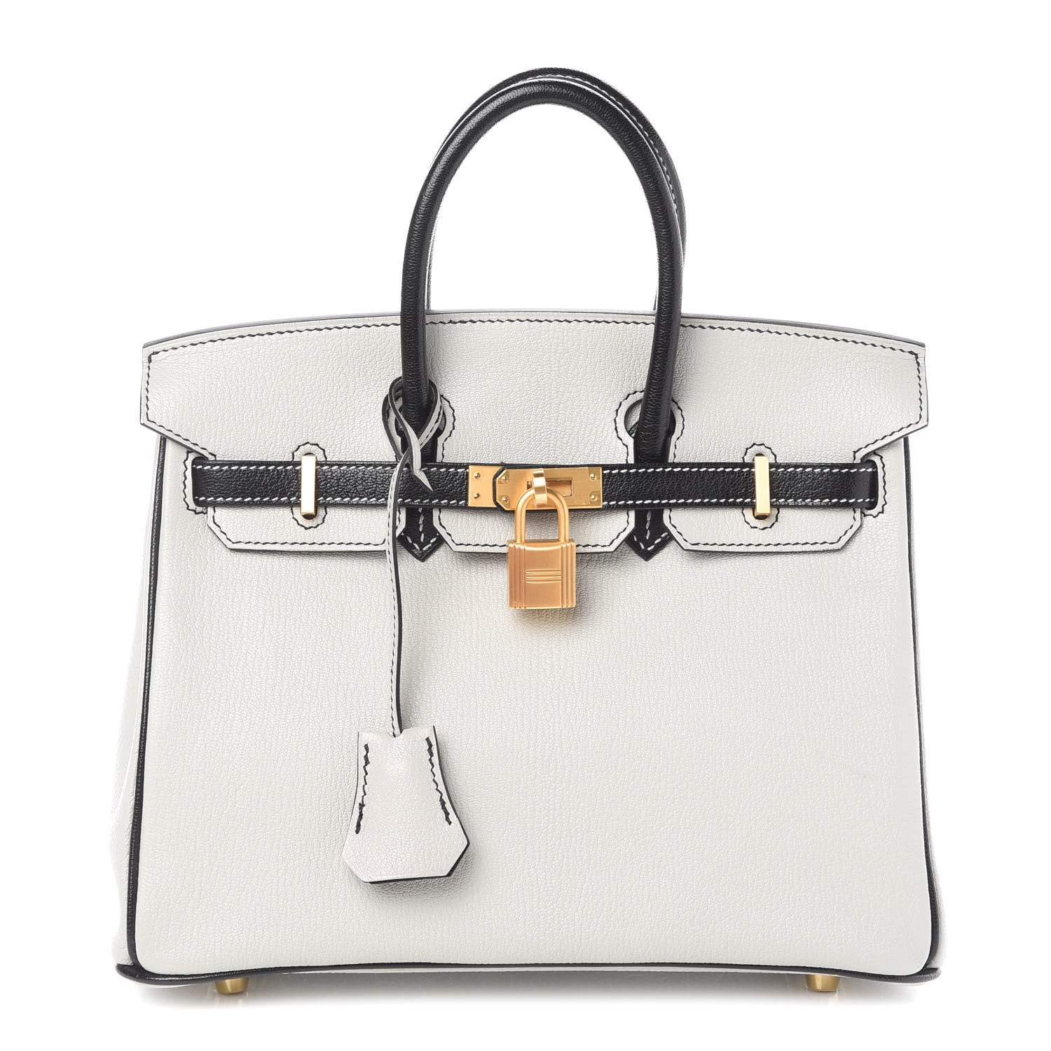 Hermes Chevre Mysore Horseshoe Birkin 25 Gris Perle Black 1 of 11