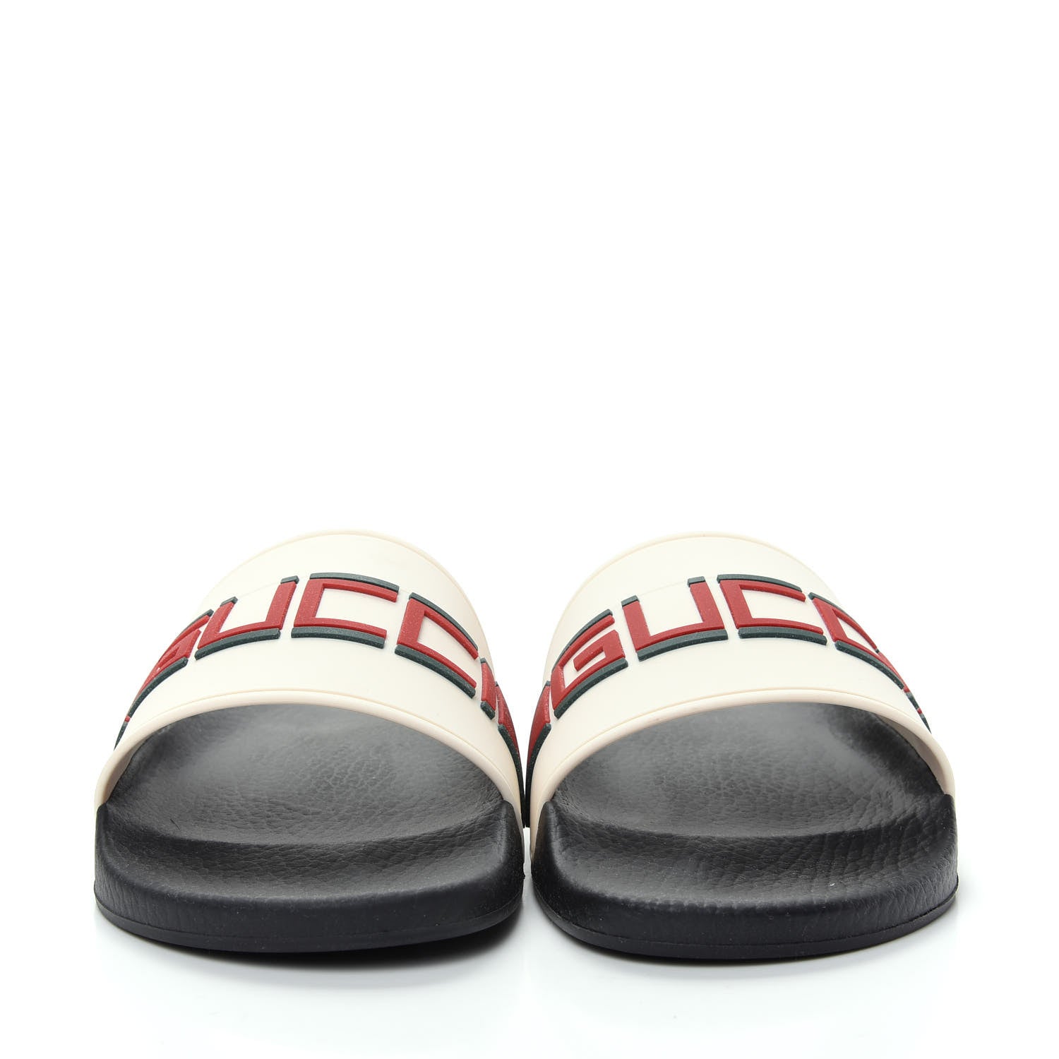 Gucci Rubber Stripe Mens Pool Slide Sandals 8 Ecru Green Red 2 of 11