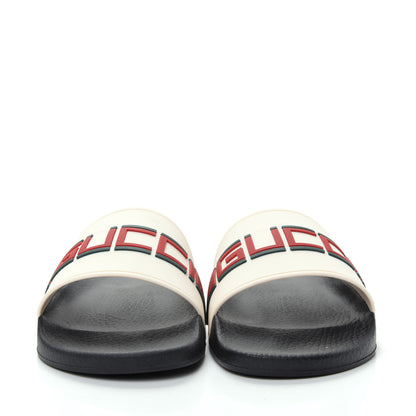 Gucci Rubber Stripe Mens Pool Slide Sandals 8 Ecru Green Red 2 of 11