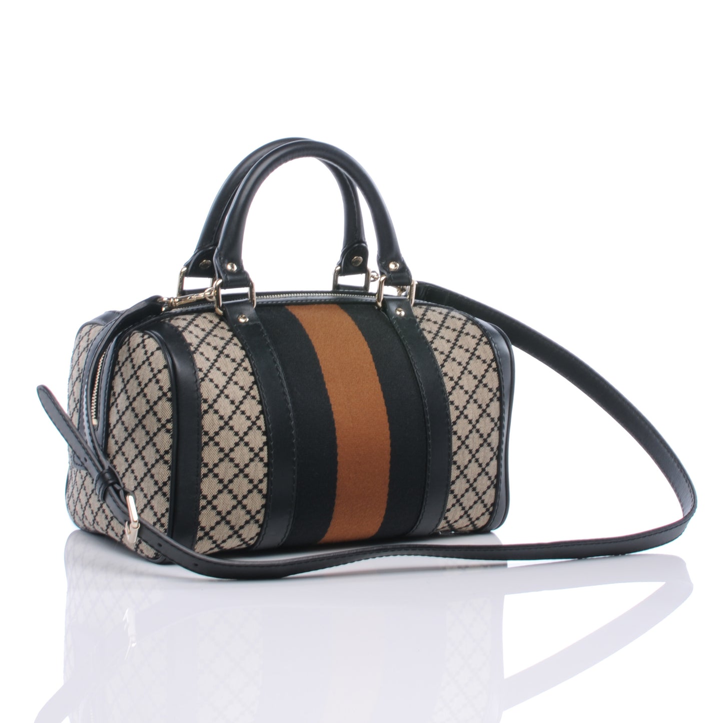 Diamante Vintage Web Small Boston Black