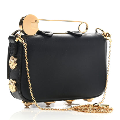 Fendi X VERSACE Vitello Seta Fendace Studded Nano Brooch Baguette Black 3 of 9