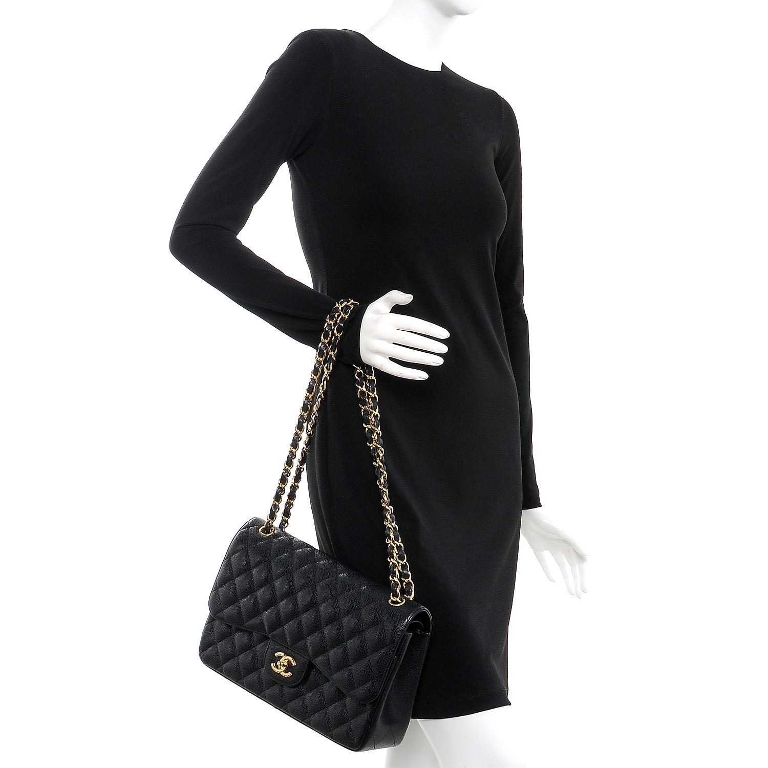 Chanel Caviar Quilted Jumbo Double Flap Black 2 of 9