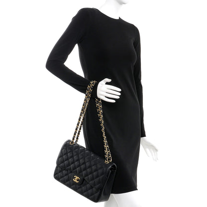 Chanel Caviar Quilted Jumbo Double Flap Black 2 of 9