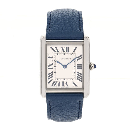Cartier Stainless Steel Calfskin 27mm Tank Solo Quartz Watch Blue 1 of 5