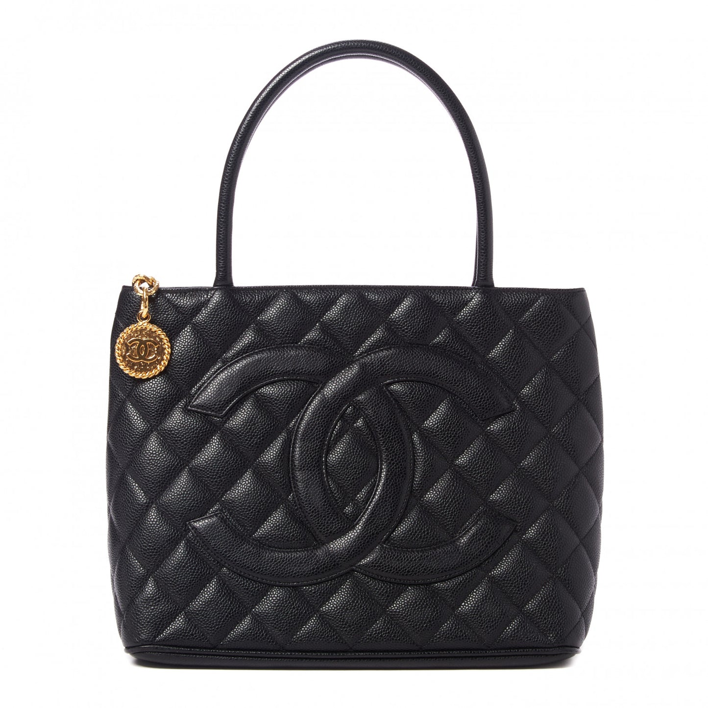 Caviar Quilted Medallion Tote Black