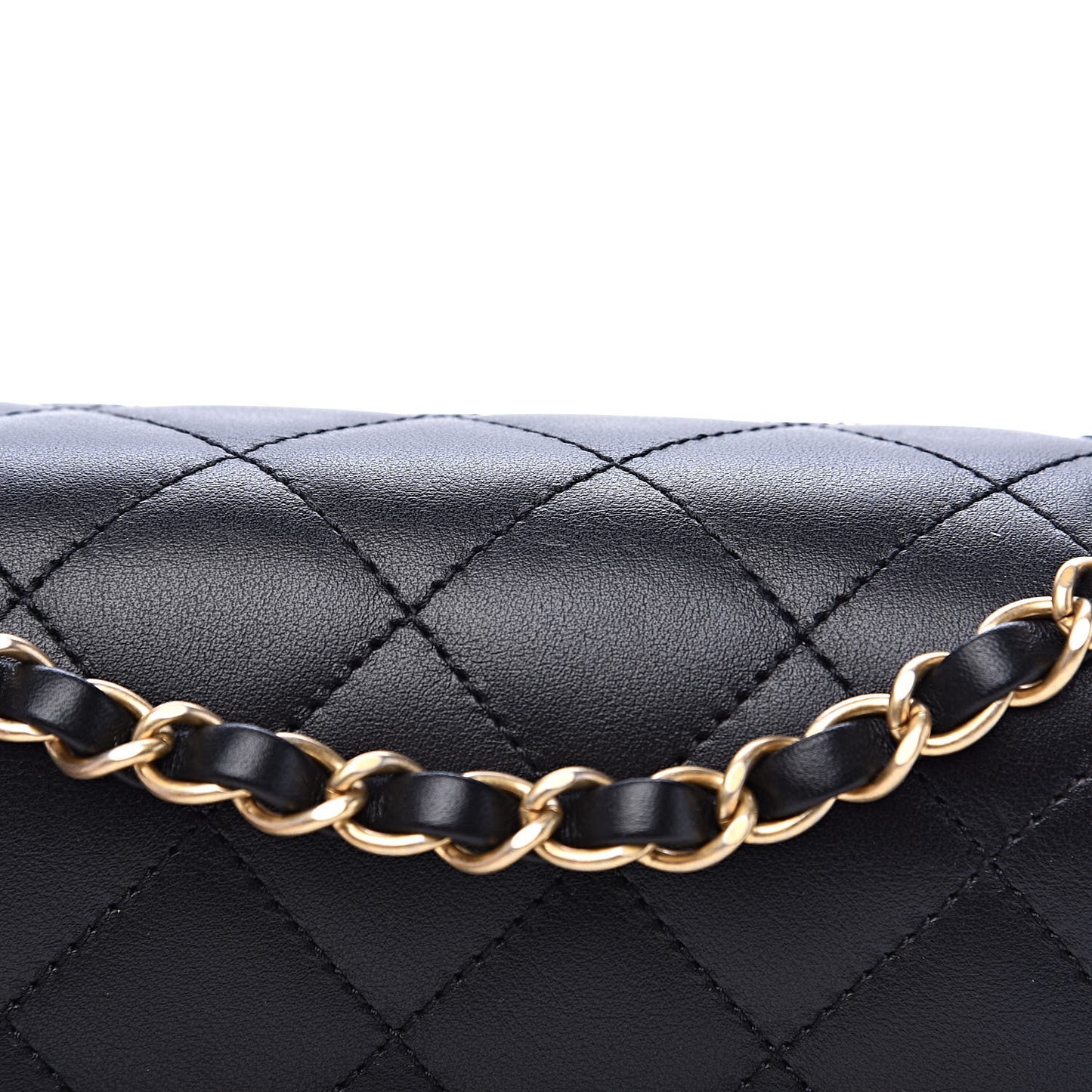 Calfskin Quilted Enchained Flap Black