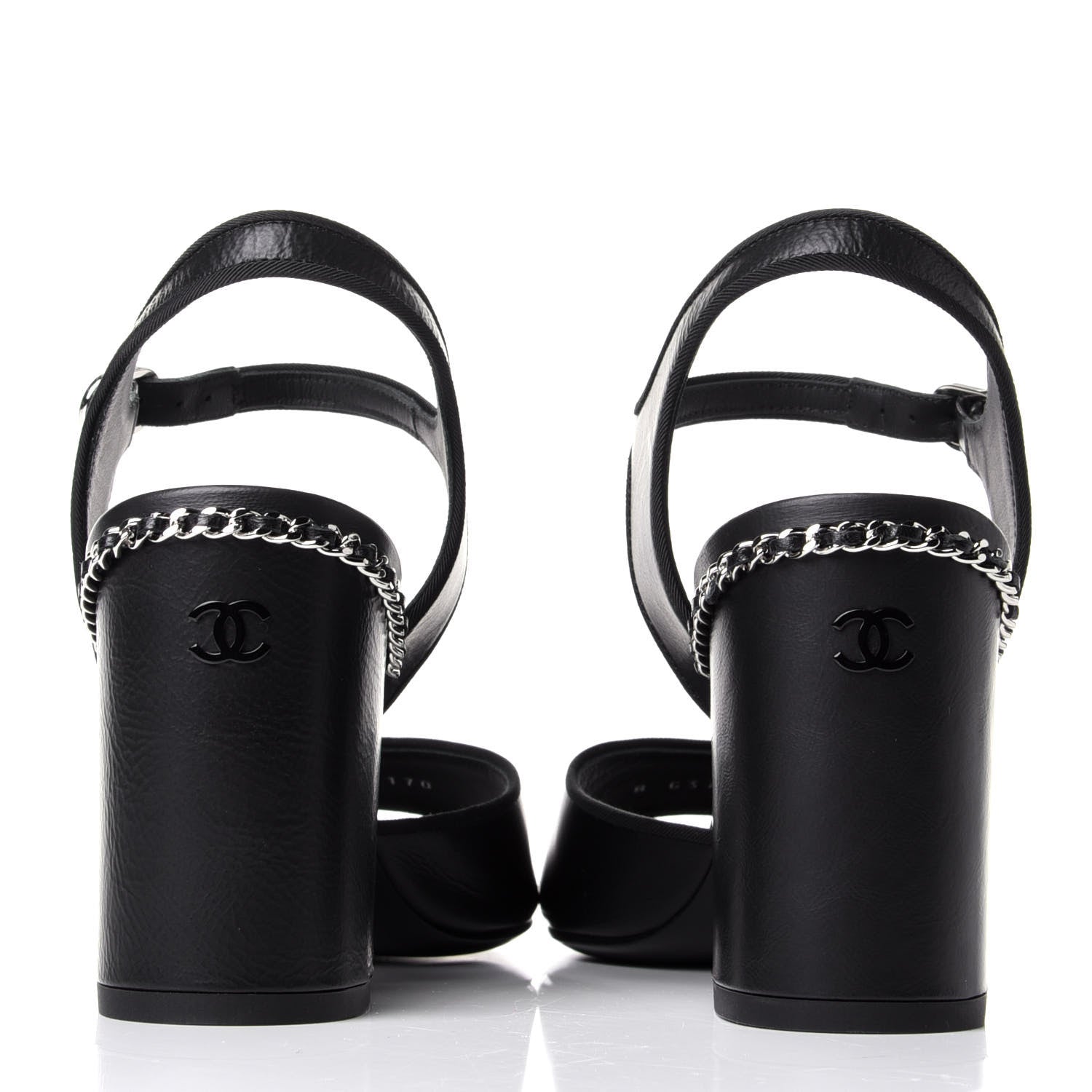 Chanel Calfskin Chain CC Sandals 38.5 Black 6 of 11