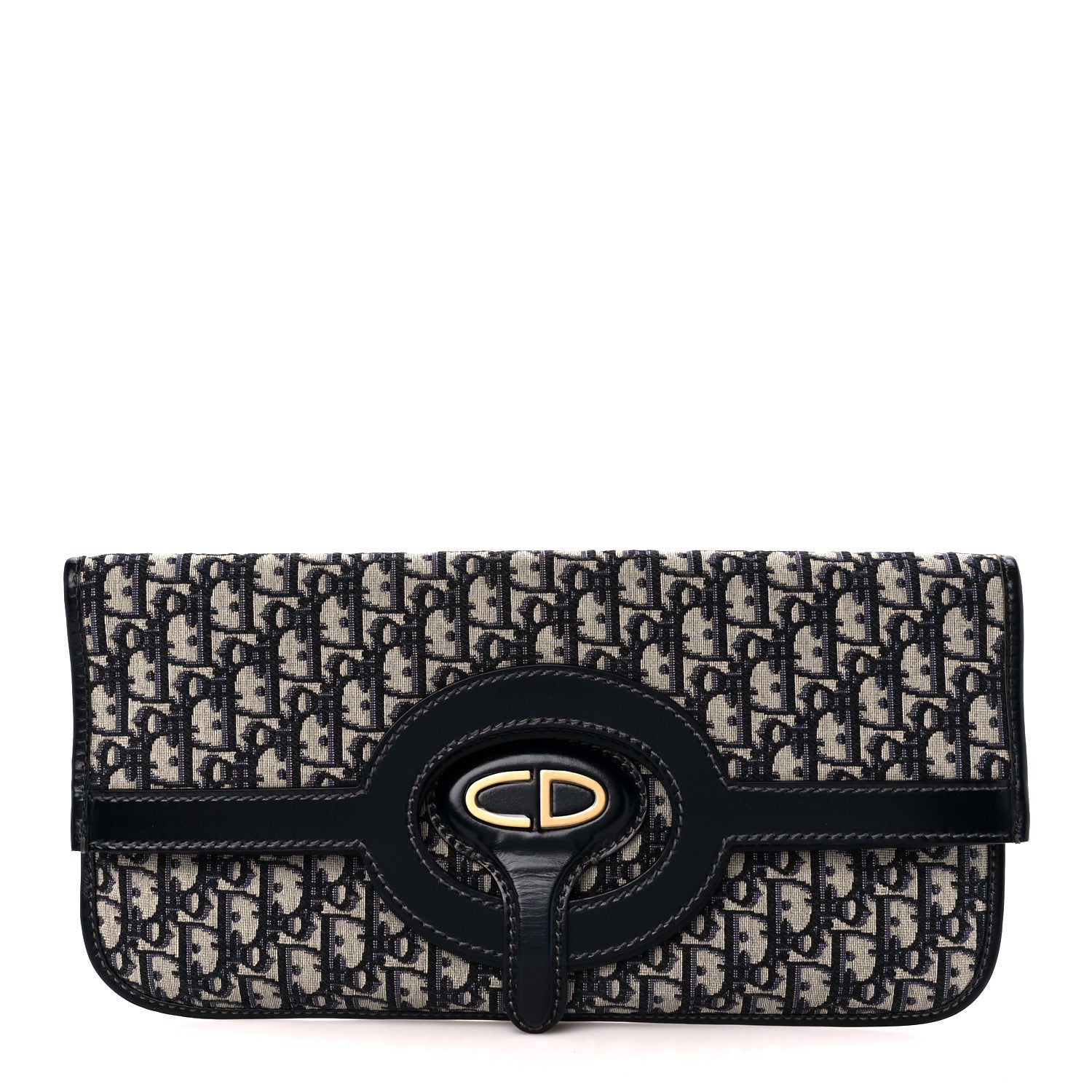 Christian Dior Oblique Fold Over Clutch Blue 1 of 10
