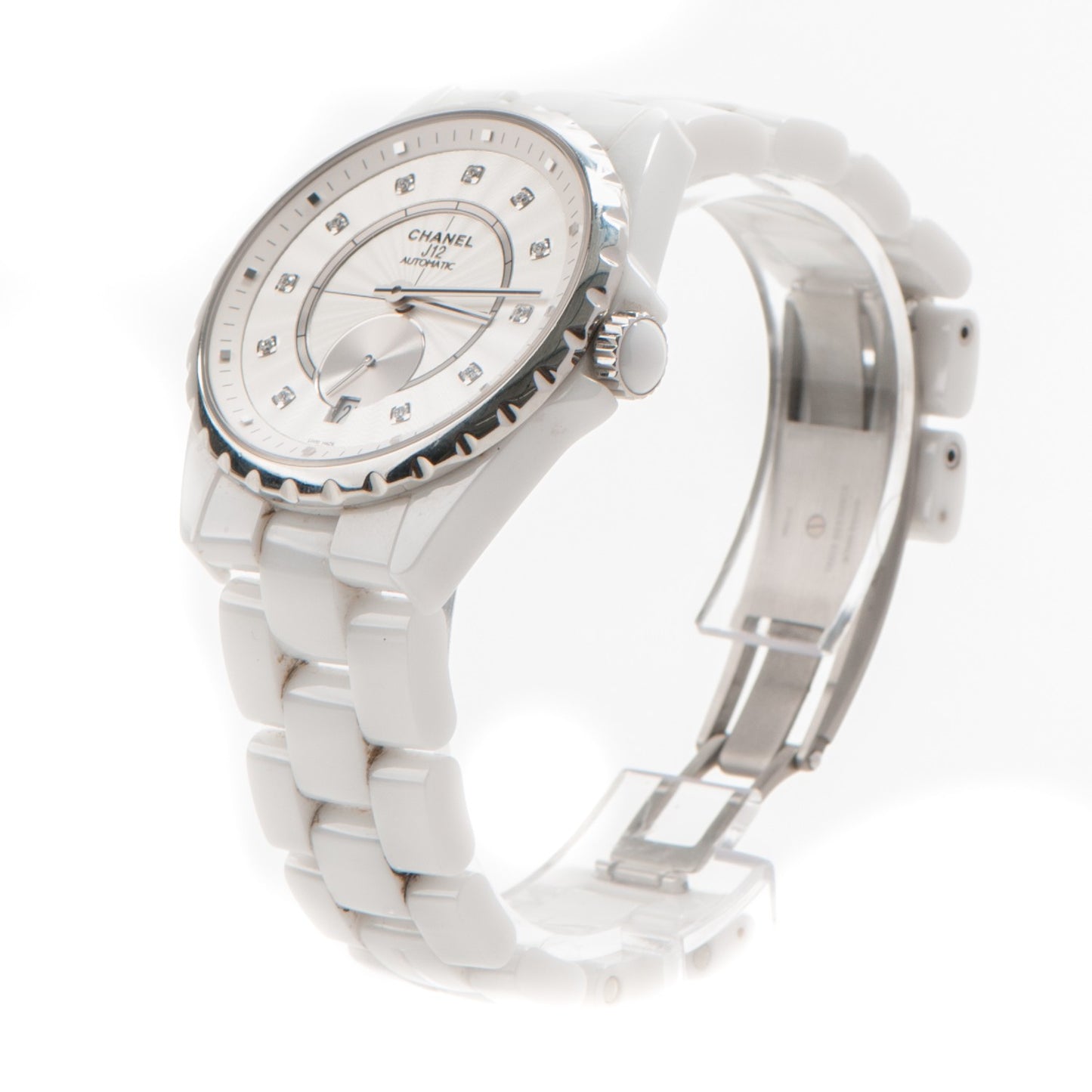 Stainless Steel Ceramic Diamond 36.5mm J12 Automatic Watch White
